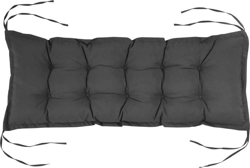 Outsunny Ülőpárna 100x40 cm Székpárna Kötőkkel, 10 cm Vastag Párnázás, Mosógépben Mosható Ülőfelület Otthonra, Kertbe, Kanapéra, Székekre, Sötétszürke