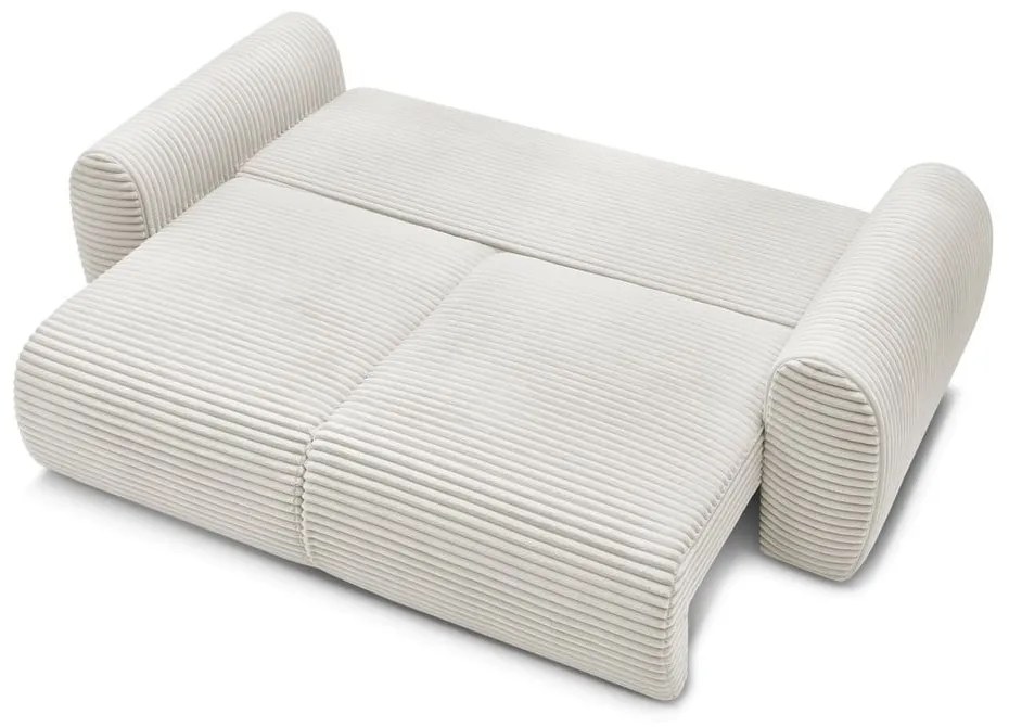 Krémszínű kordbársony kinyitható kanapé 257 cm Lucien – Bobochic Paris