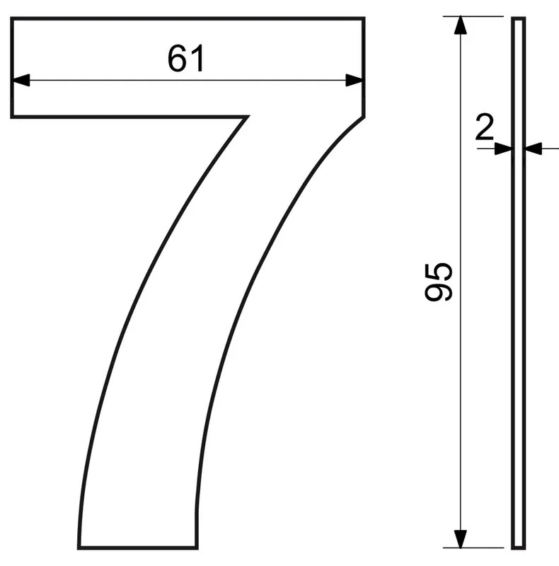 "7" házszám, RN.95L, rozsdamentes acél