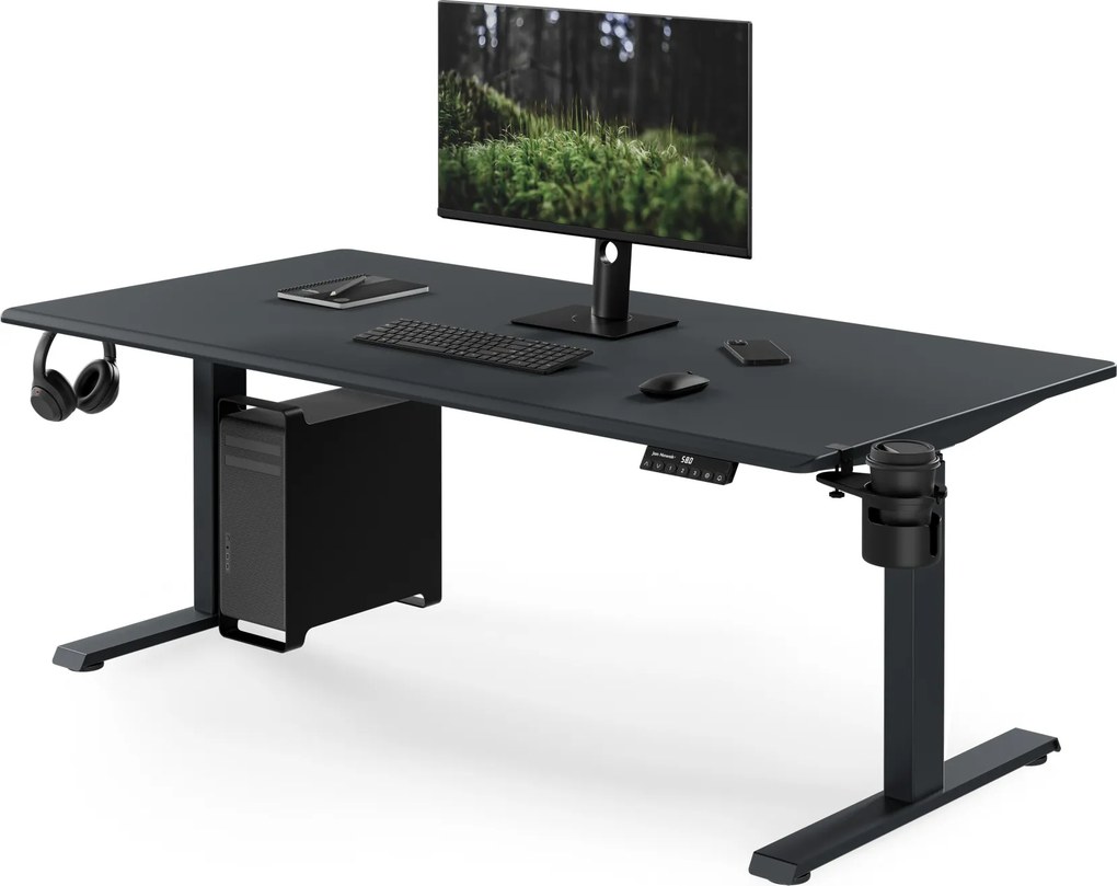 Elektromos íróasztal magasságállítással ergonomikus antracit,1600x800 mm: ARIA