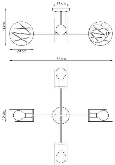 Csillár rúdon FRICK 4xE27/15W/230V fekete
