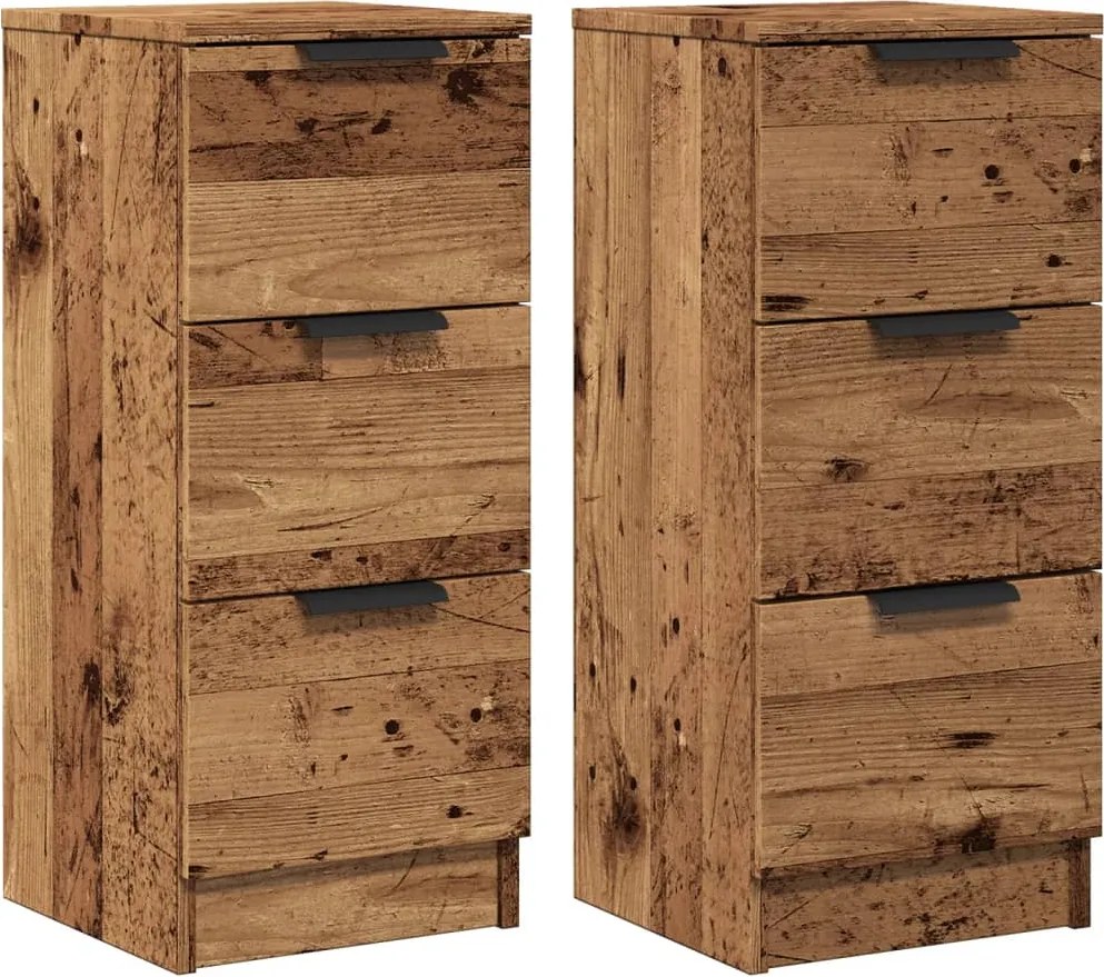 vidaXL 2 db antik fa színű szerelt fa tálalószekrény 30 x 30 x 70 cm