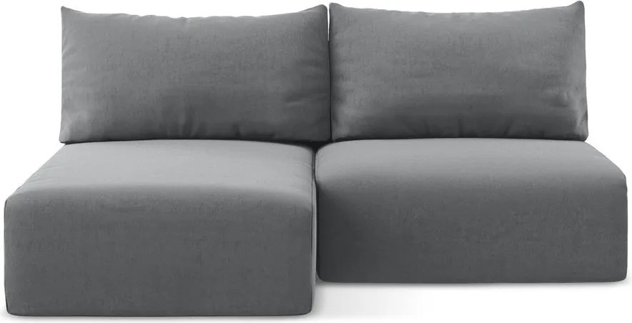 Szürke bársony kinyitható-tárolóhelyes sarokkanapé (bal oldali-heverő résszel) Kalena – Makamii