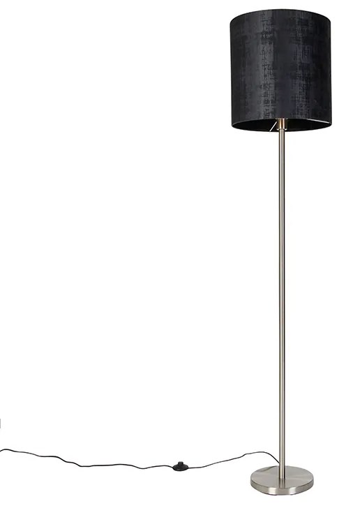Modern állólámpa acélból fekete árnyékolóval 40 cm - Simplo