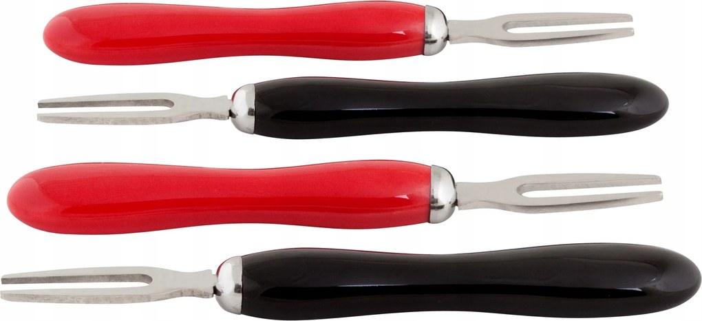 Szett (4 db) villa, fekete/piros