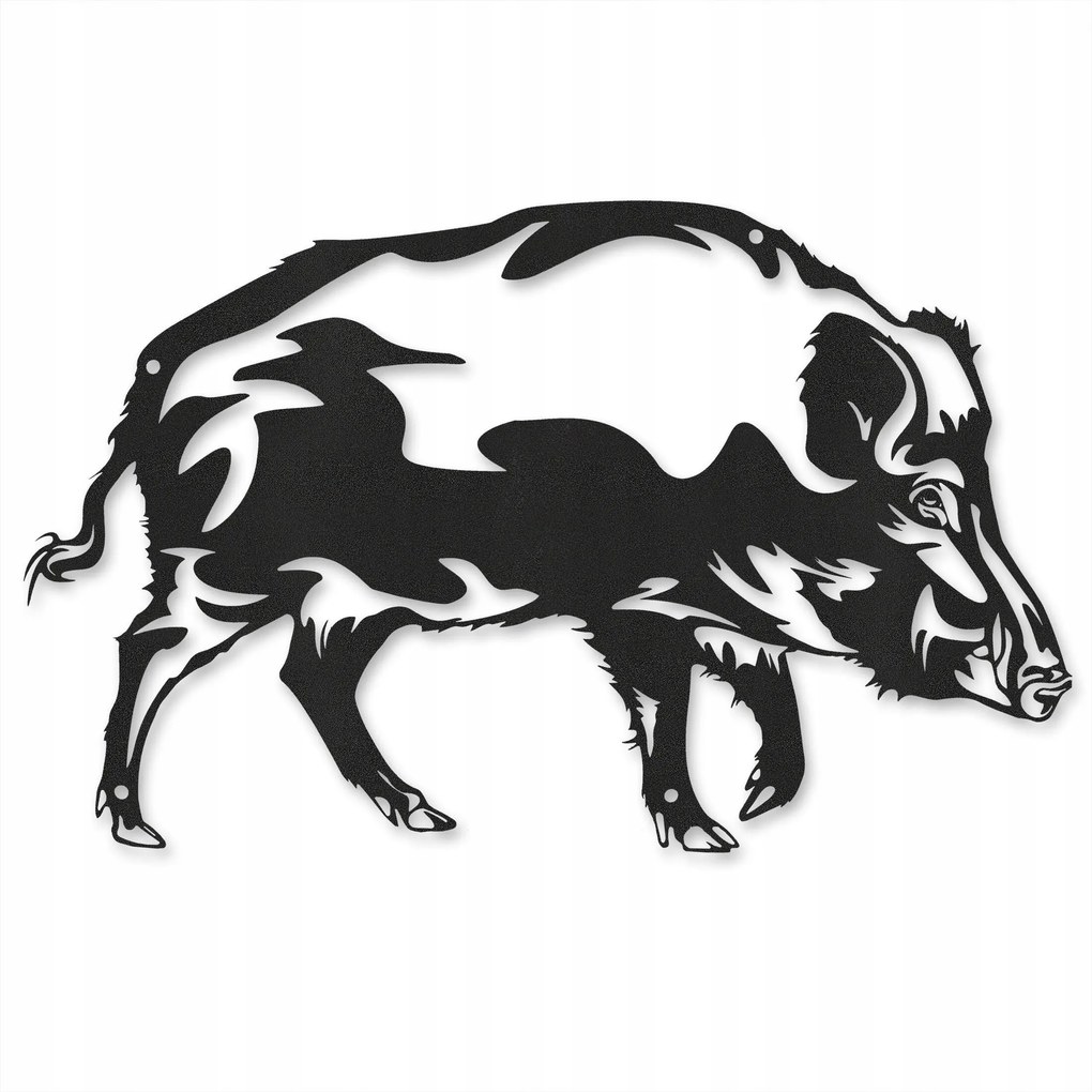 Fém fali dekoráció acél vadász mintás Vaddisznó 28 x 45 cm