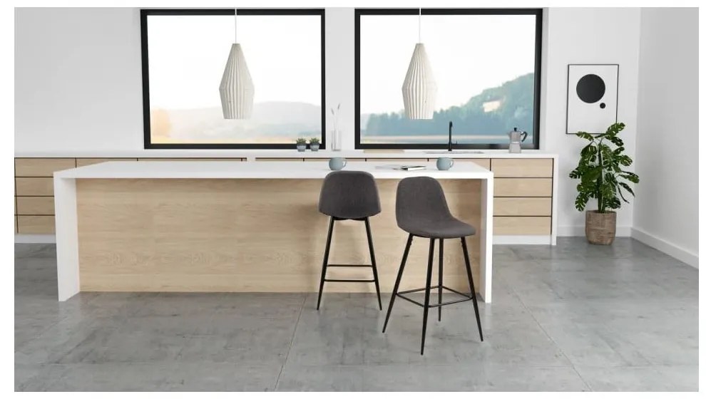 Szürke kárpitozott bárszék szett 2 db-os (ülésmagasság 65 cm) Wilma – Actona