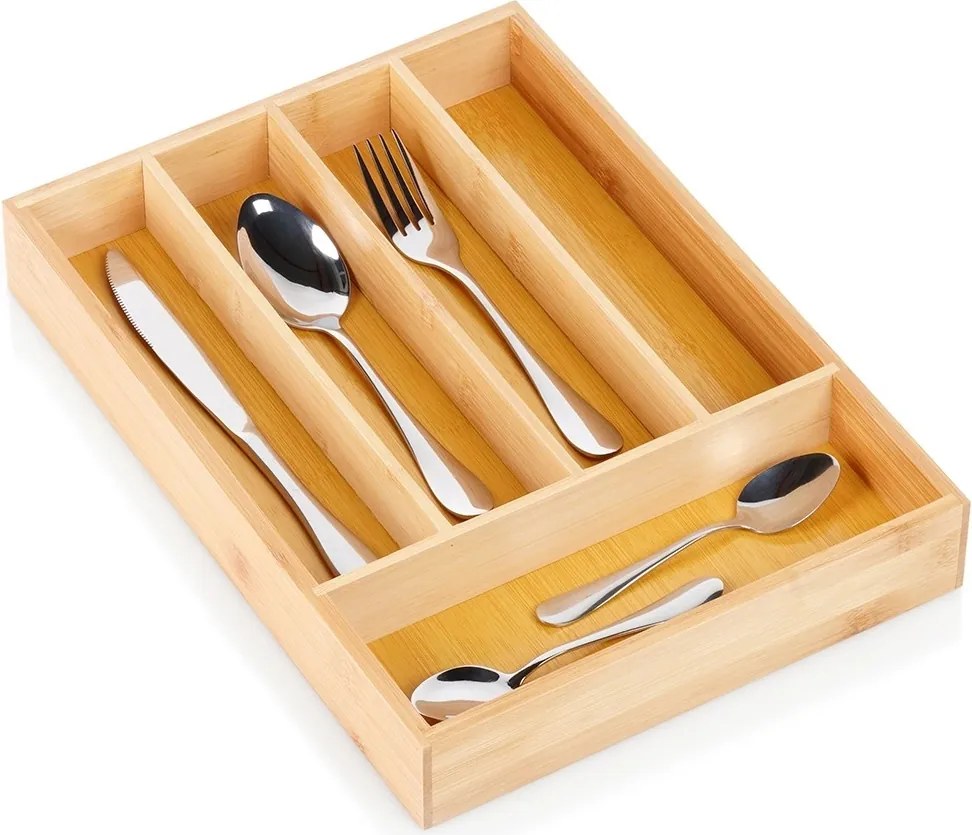Evőeszköztartó betét fiókhoz Vilde bambusz 5 rekeszes 25 x 35 cm