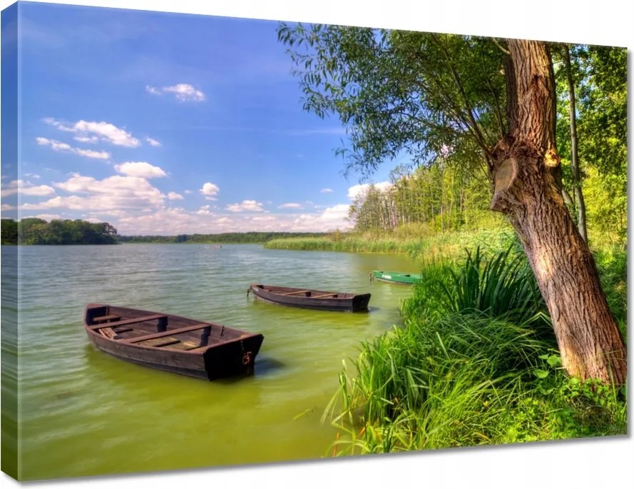 Vászonkép 70x50 Tó Csónakok Tájkép
