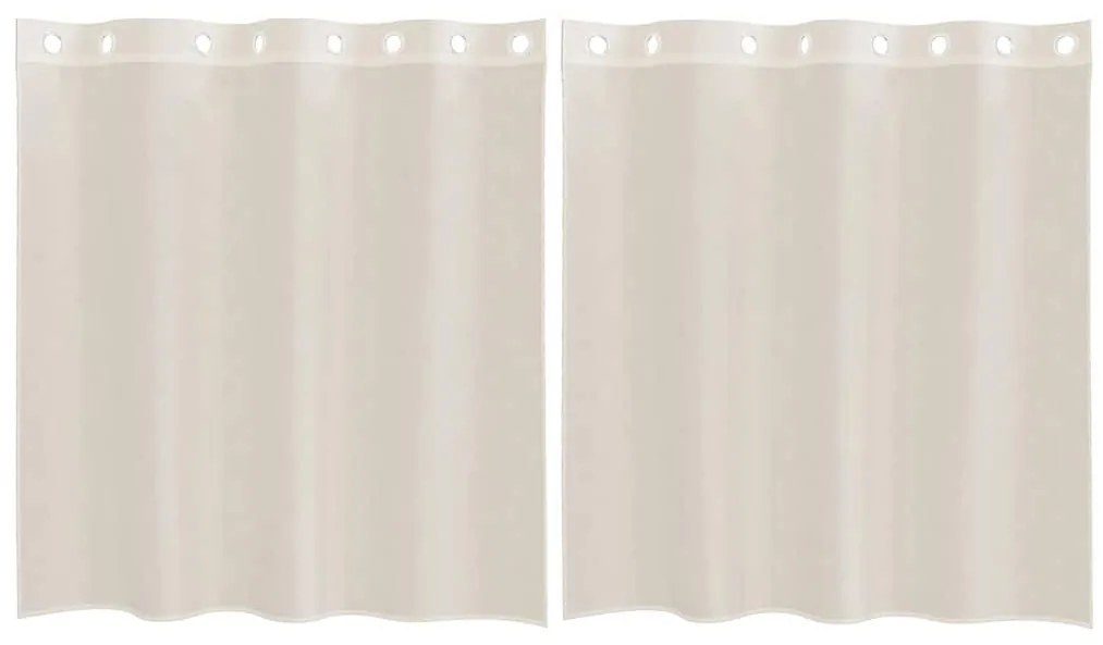 2 db krémszínű fátyolfüggönyök rojtokkal 140x140 cm