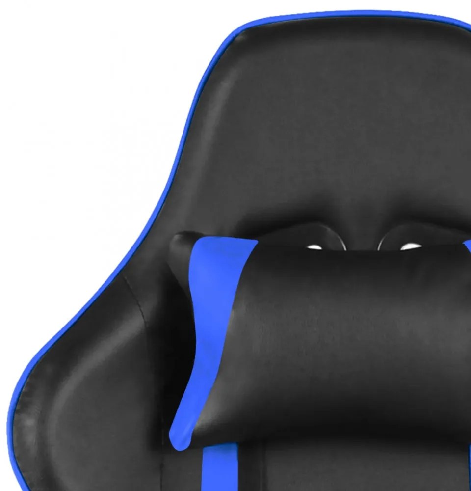 kék PVC forgó gamer szék lábtartóval