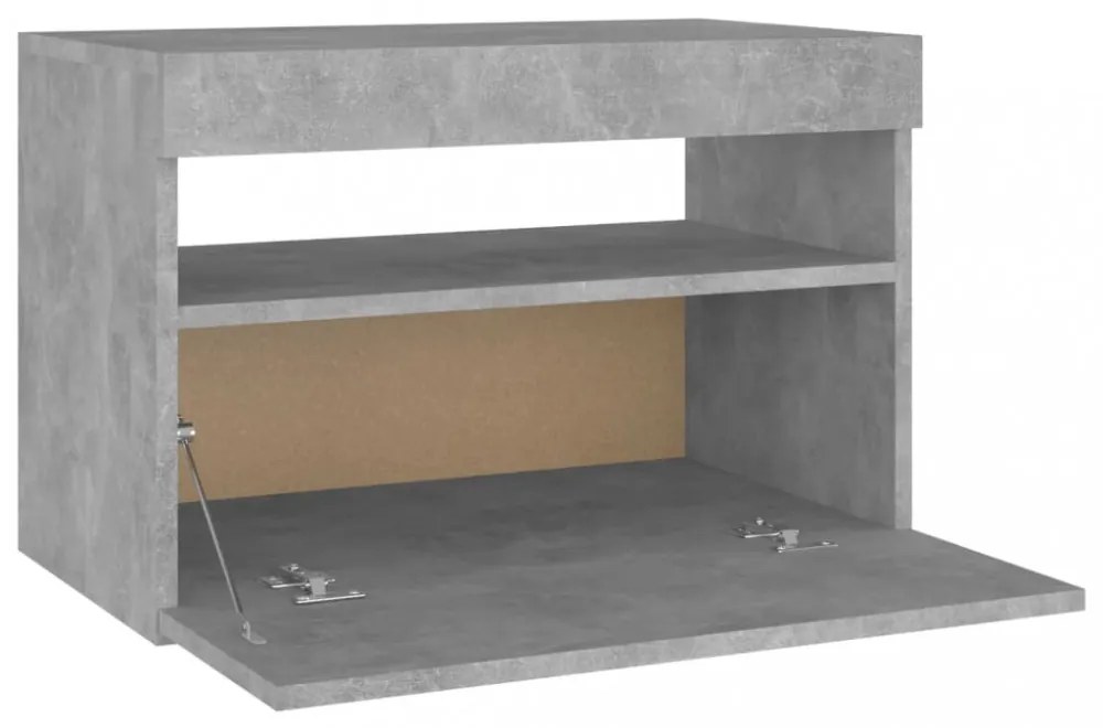2 db betonszürke éjjeliszekrény LED-lámpákkal 60 x 35 x 40 cm