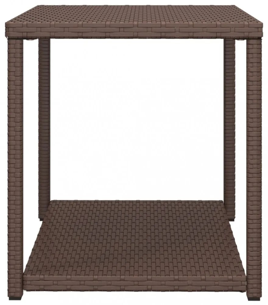 barna polyrattan kisasztal 55 x 45 x 49 cm