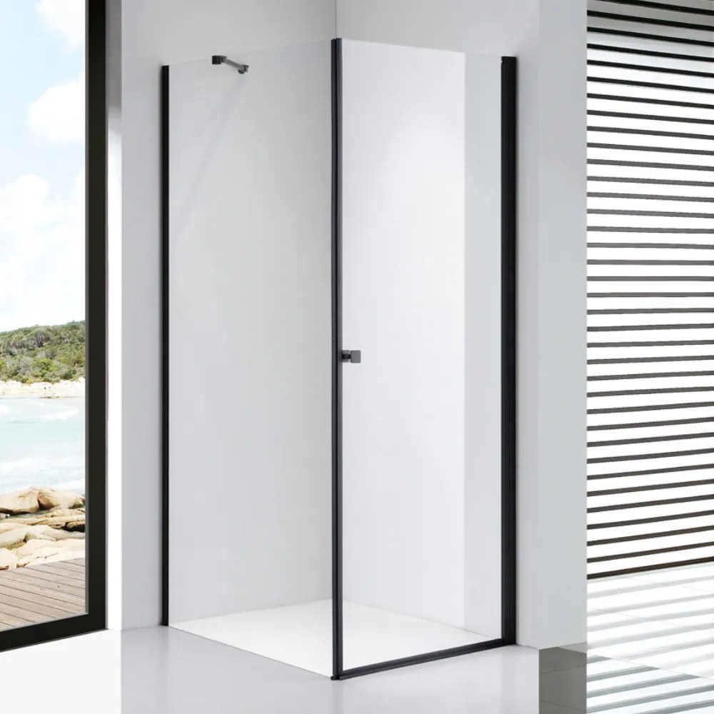 Stuxi Bari Black 70x90 aszimmetrikus nyílóajtós zuhanykabin 6 mm vízlepergető biztonsági üveggel, matt fekete