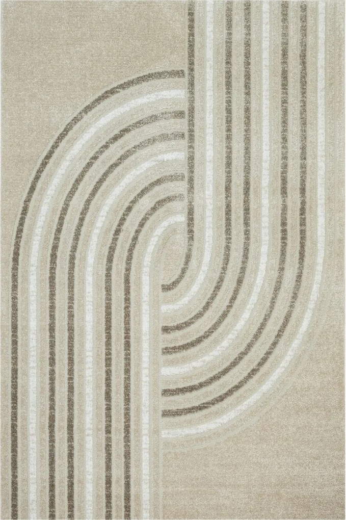 Szőnyeg Bézs Krém Vonalak Kétszintes Puha Matara Nappaliba 80x150 cm