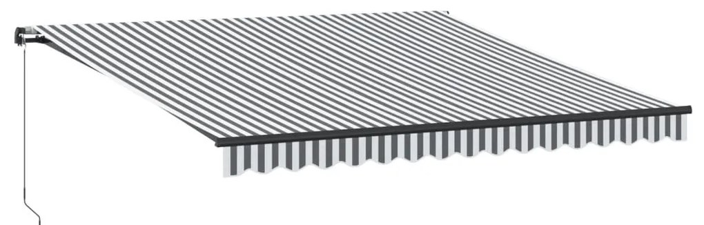 antracitszürke és fehér kézzel kihúzható napellenző 400x350 cm