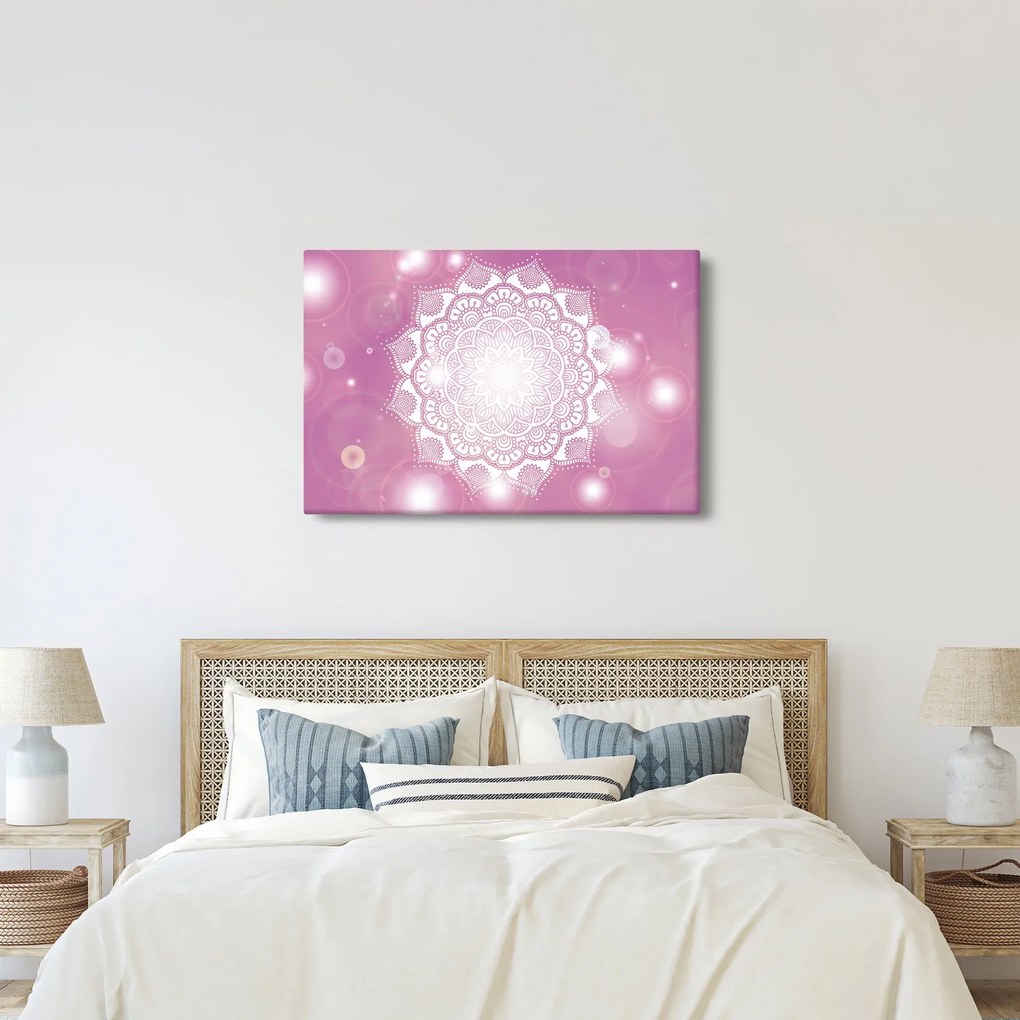 Egy mandala képe rózsaszín háttérrel (90x60 cm)