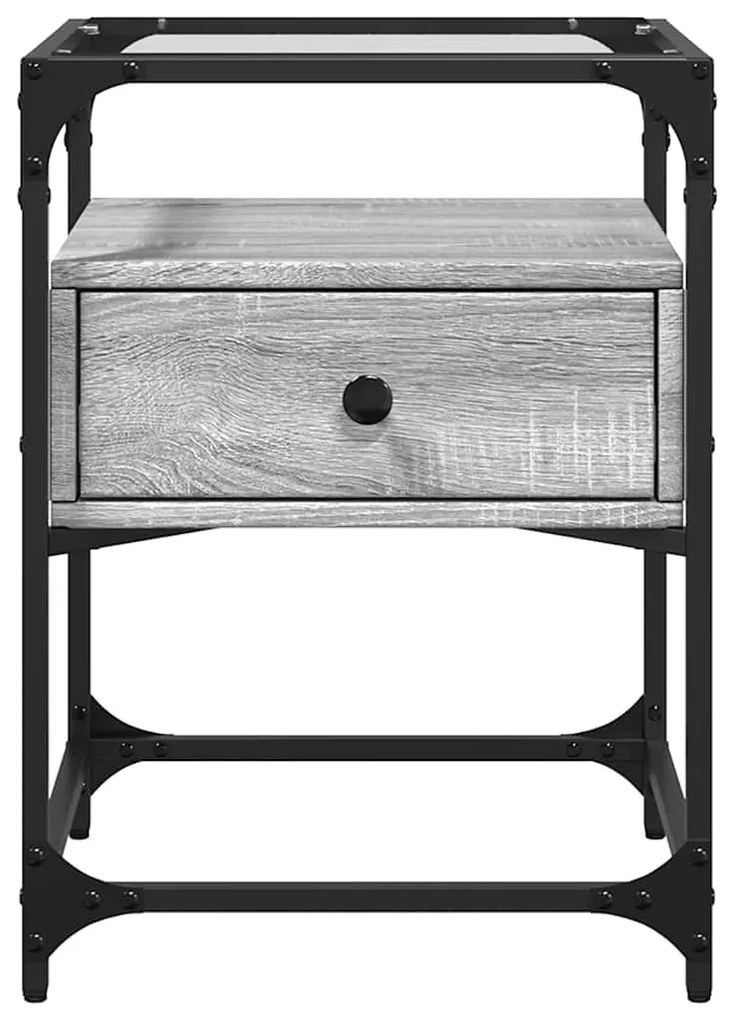 Szürke sonoma színű szerelt fa éjjeliszekrény 40 x 40 x 55 cm