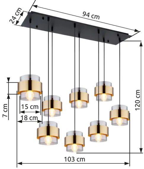 Globo 15560-8H - Csillár zsinóron MILLEY 8xE27/60W/230V