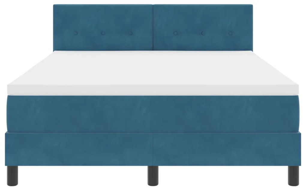 Boxspring Ágy Mattal és LED-del Sötétkék 140x200 cm Bársonyos