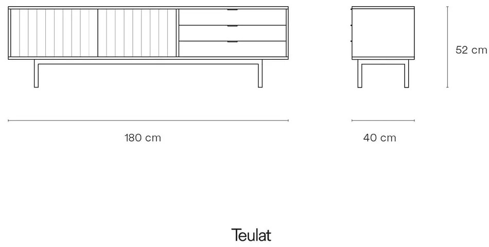 Szürke-natúr színű TV-állvány tölgyfa dekorral 180x52 cm Sierra – Teulat