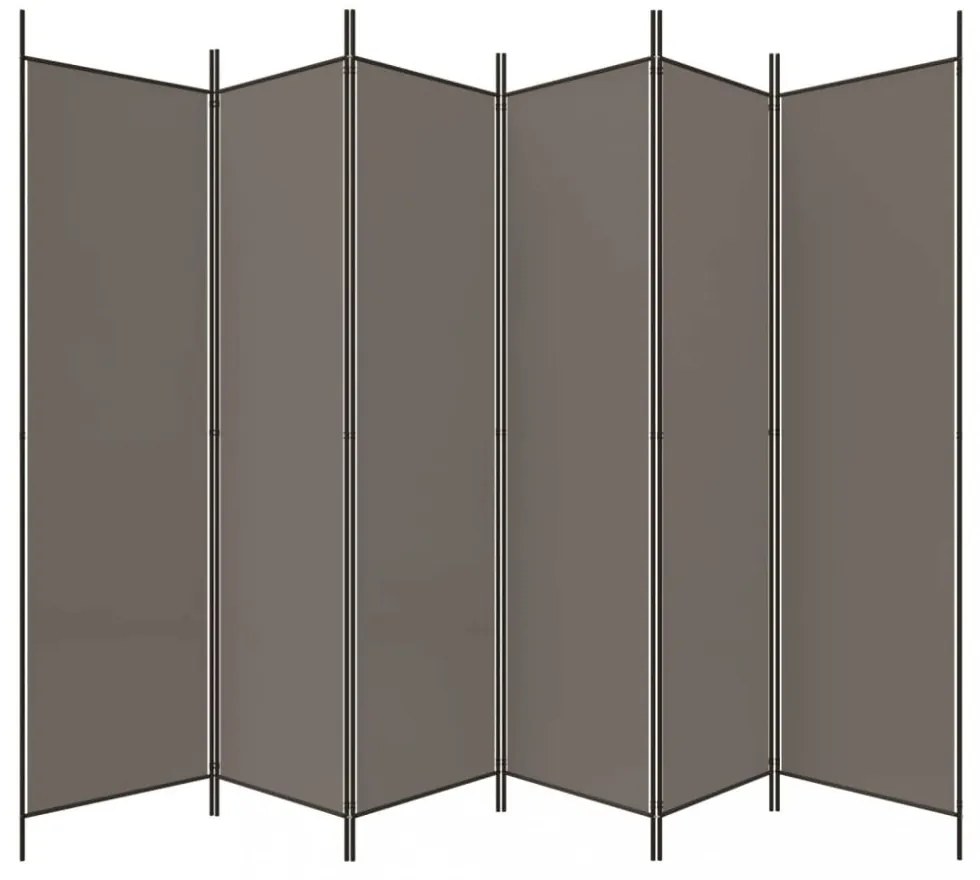 6 paneles antracitszürke szövet térelválasztó 300x200 cm