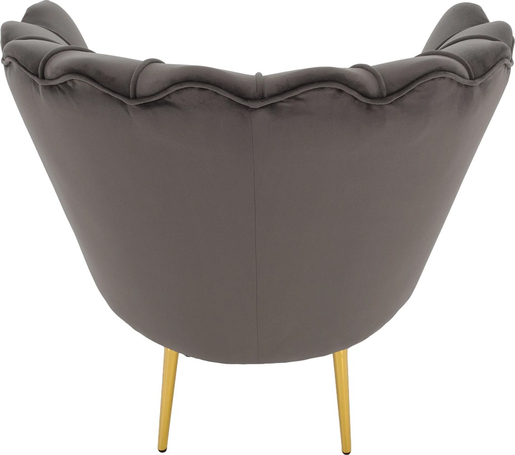 Art-deco stílusú fotel, szürkésbarna Velvet szövet/gold arany króm, NOBLEO