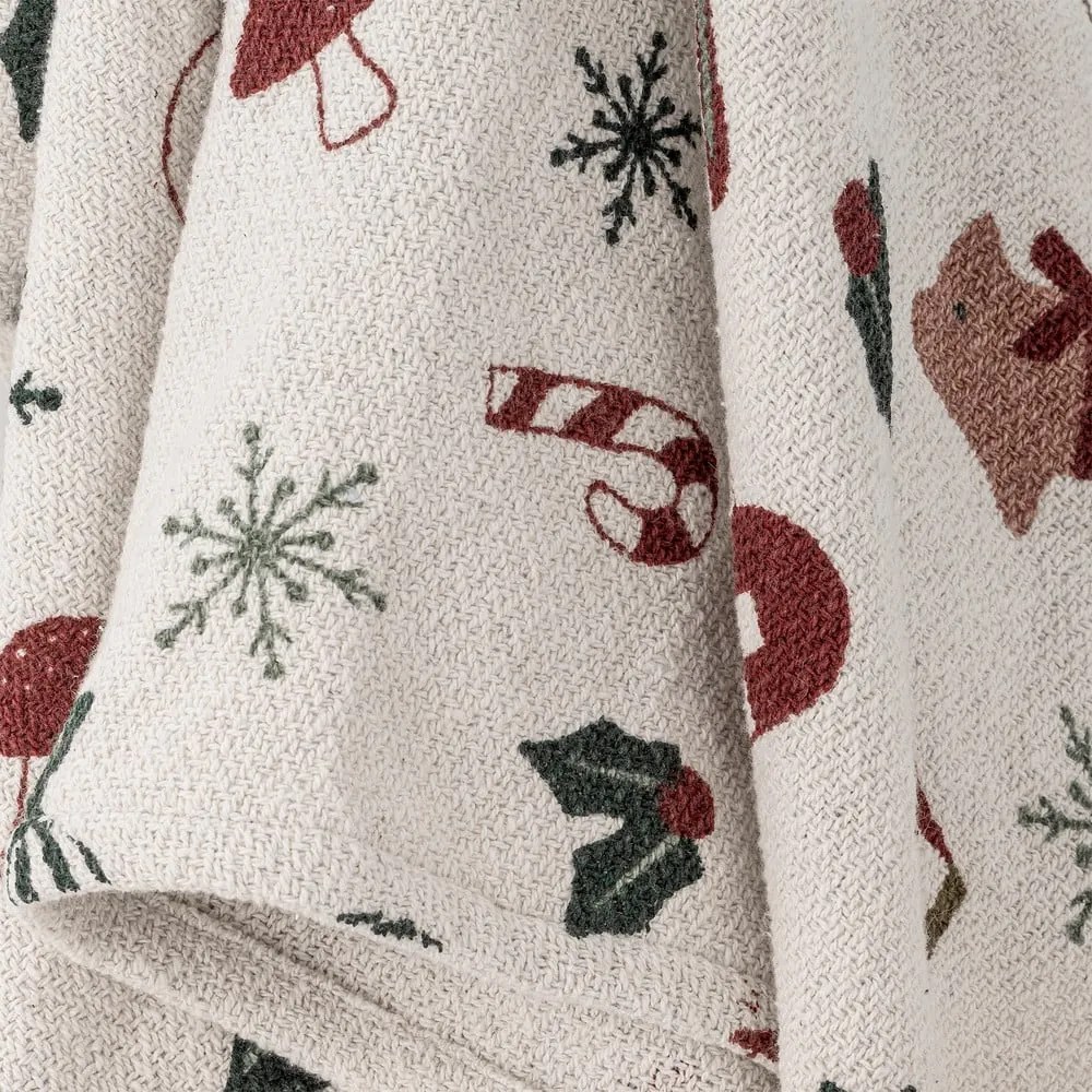 Fehér takaró karácsonyi mintával 130x160 cm Yule – Bloomingville