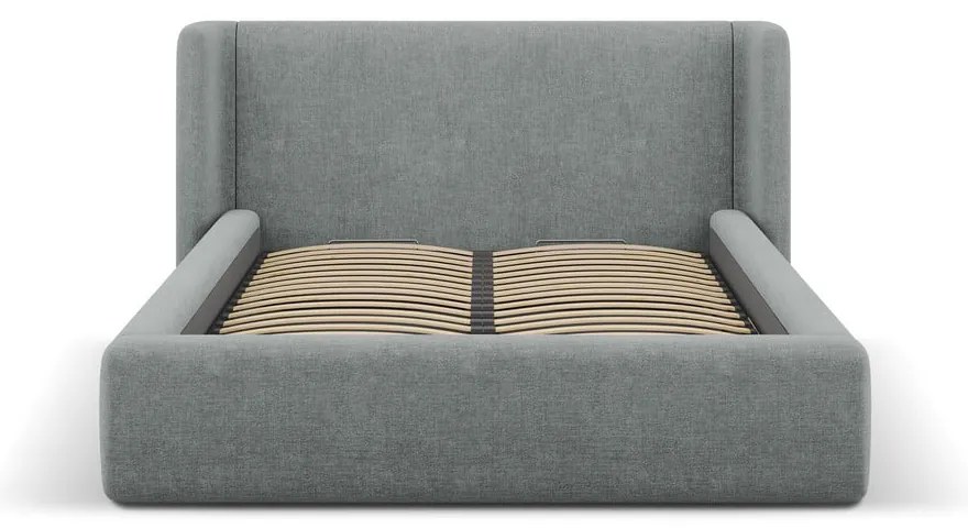 Sötétszürke kárpitozott ágyneműtartós franciaágy ágyráccsal 180x200 cm Jason – Windsor &amp; Co Sofas