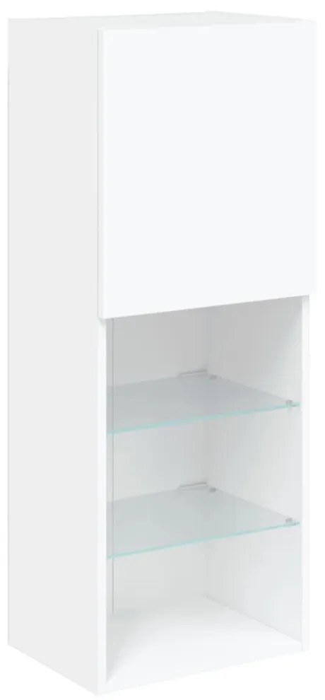 vidaXL 4 darab fehér szerelt fa fali TV-bútor LED-del