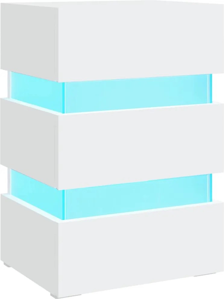 vidaXL fehér szerelt fa LED-es éjjeliszekrény 45 x 35 x 67 cm