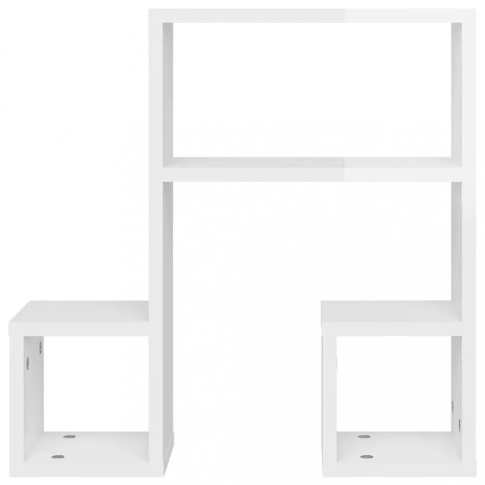 2 db magasfényű fehér szerelt fa fali polc 50 x 15 x 50 cm