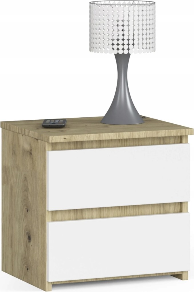 Éjjeliszekrény CL2 artisan-fehér dohányzóasztal 40cm Akd