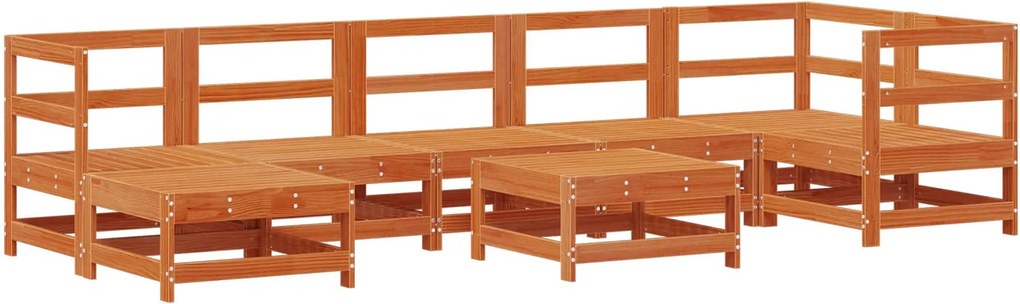 vidaXL Kerti lounge szett 8 pcs Viaszbarna Tömör fenyő
