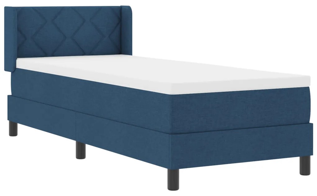 Boxspring ágy matraccal, kék színben, 80 x 200 cm, szövet
