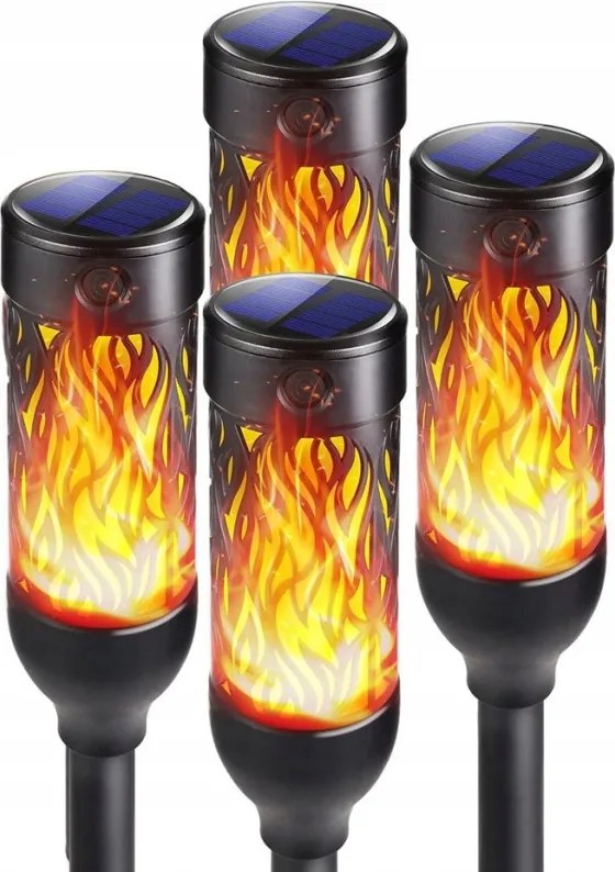 Napelemes Led Fáklya Prémium Beszúrós Kerti Lámpa 4DB 53CM Dekoratív