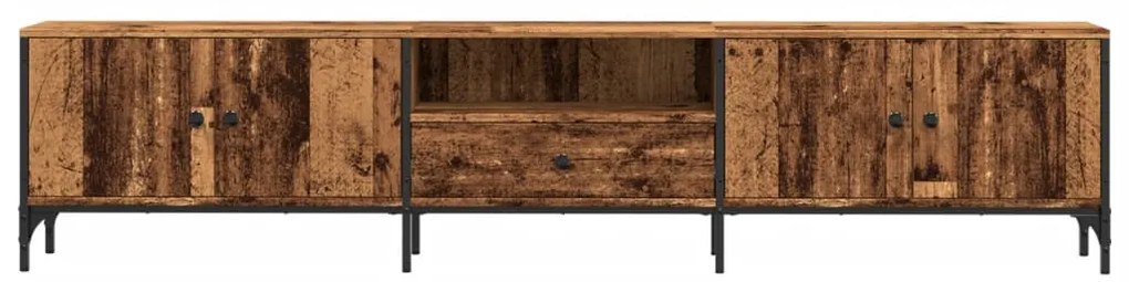 antik fa színű szerelt fa TV-szekrény fiókkal 200 x 25 x 44 cm