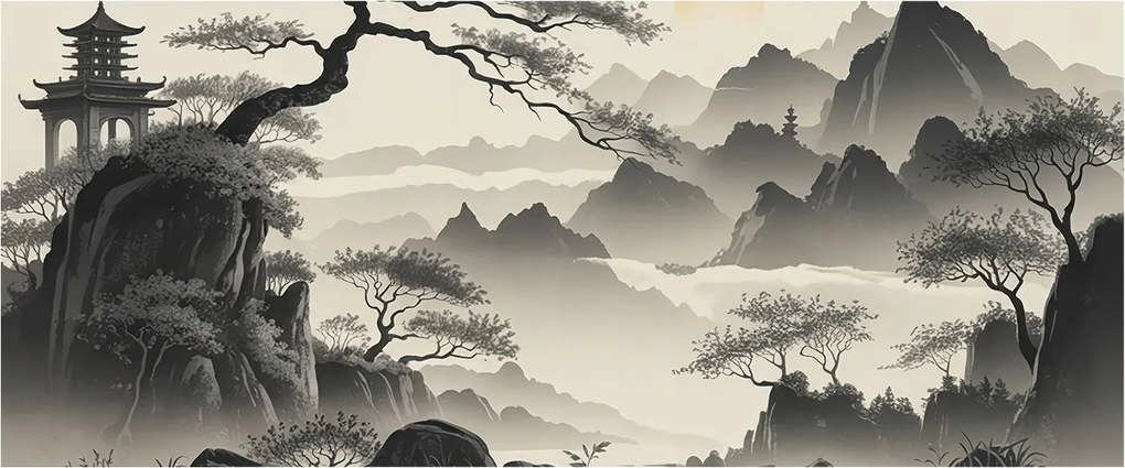 Divatos Flizelin Fali Tapéta Furnér Keleti táj 250x104 Ragasztó