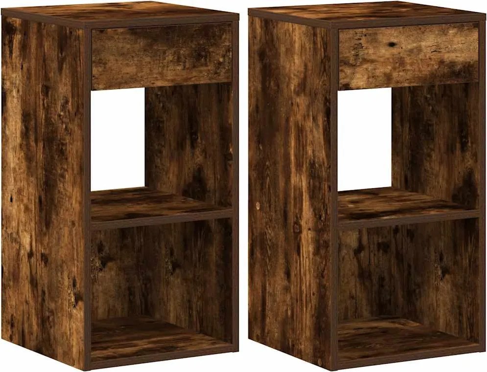 vidaXL éjjeliszekrények fiókos 2 db füstölt tölgy 35x34x66,5 cm
