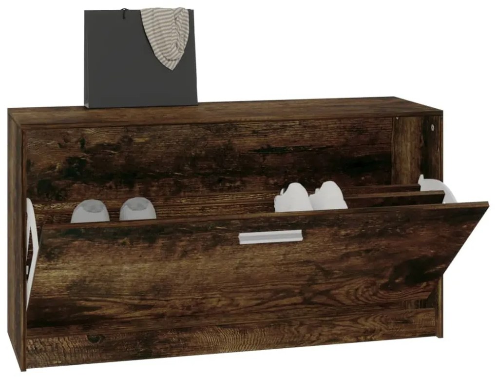 füstös tölgy színű szerelt fa cipőtároló pad 80 x 24 x 45 cm
