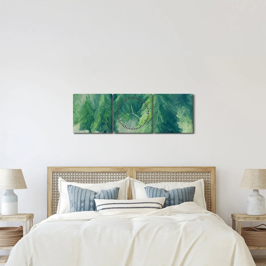 Kép - Festett tűlevelűek (órával) (90x30 cm)