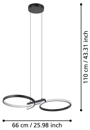 Eglo 901267 - LED Csillár zsinóron SERPINS LED/21W/230V 3000K fekete