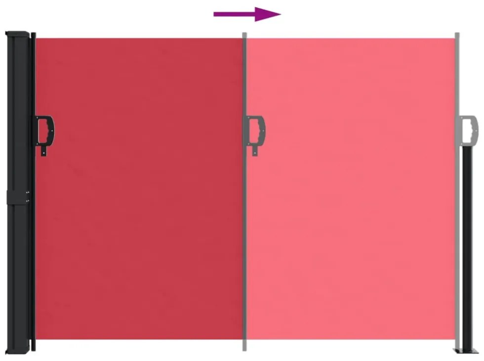 piros behúzható oldalsó napellenző 140 x 500 cm