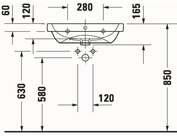 Duravit 23986000002 - Falra szerelhető mosdó D-CODE 60x46 cm kerámia/fényes fehér