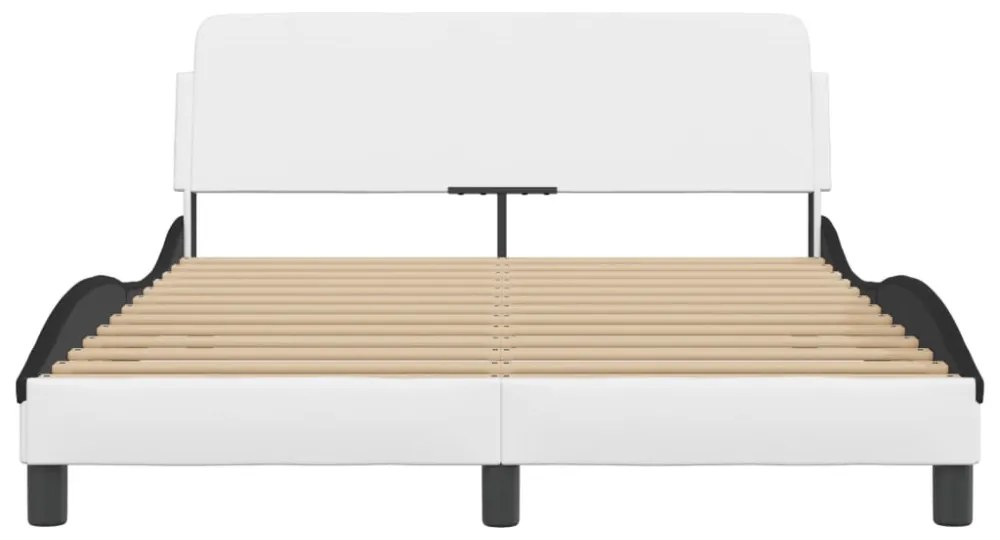 fehér és fekete műbőr ágykeret Dover 140 x 190 cm