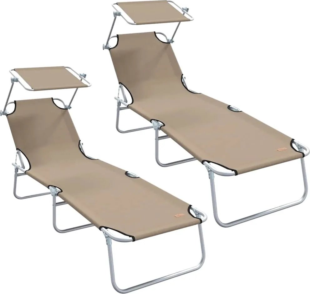 vidaXL Napozó 2 pcs Tópszínű 58 x 188 x 77cm Poliészter