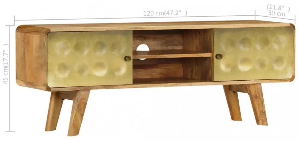 tömör mangófa TV-szekrény 120 x 30 x 45 cm