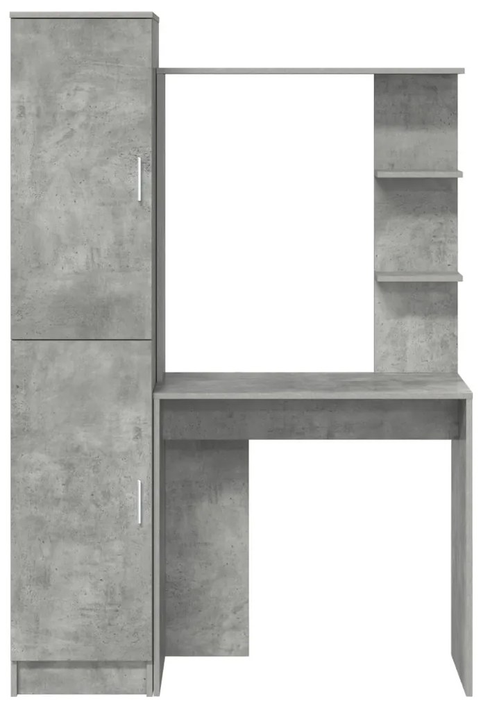 Tárolóval rendelkező íróasztal polcokkal 2 pcs Beton Szürke