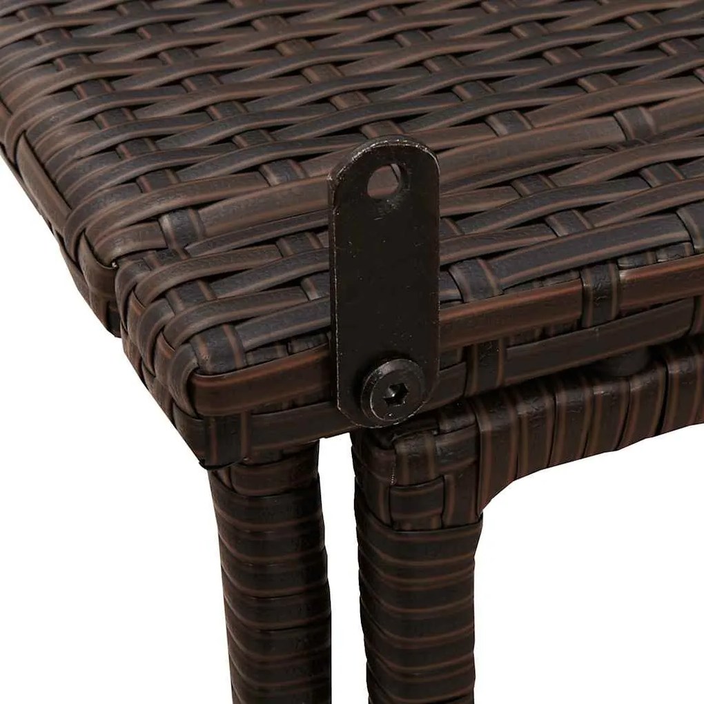 barna polyrattan összecsukható kerti asztal 90x51x75 cm