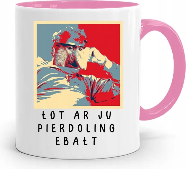 Rózsaszín Bögre Janusz Lot Ar Ju Pie**oling fényképes nyomattal